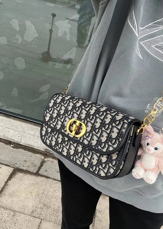 Item ID 8448 Avenue-CD- Buckle flap closure Oblique Printed fabric shoulder crossbo