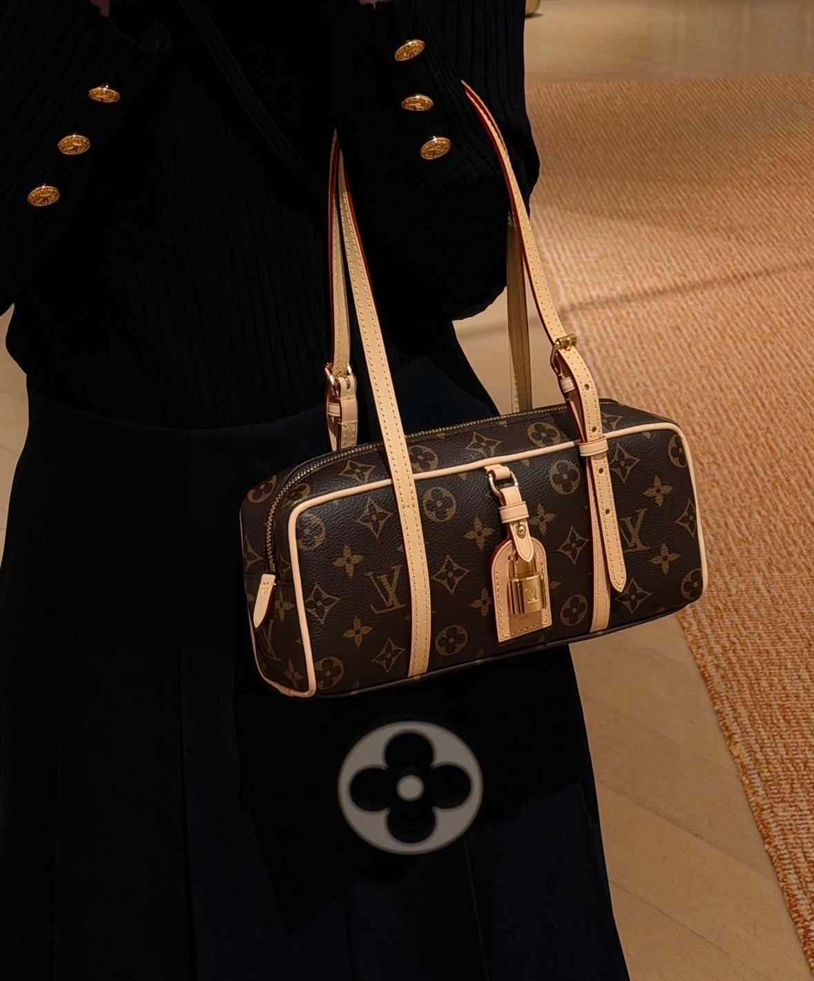 Item ID 8481 HANG-ON- retro classic -Monogram coated canvas - bowling bag handbag -