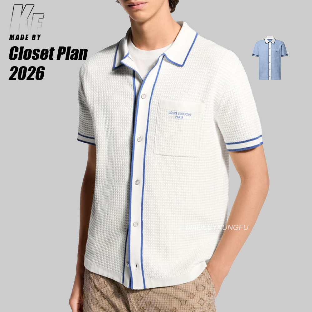 1V waffle knit shirt