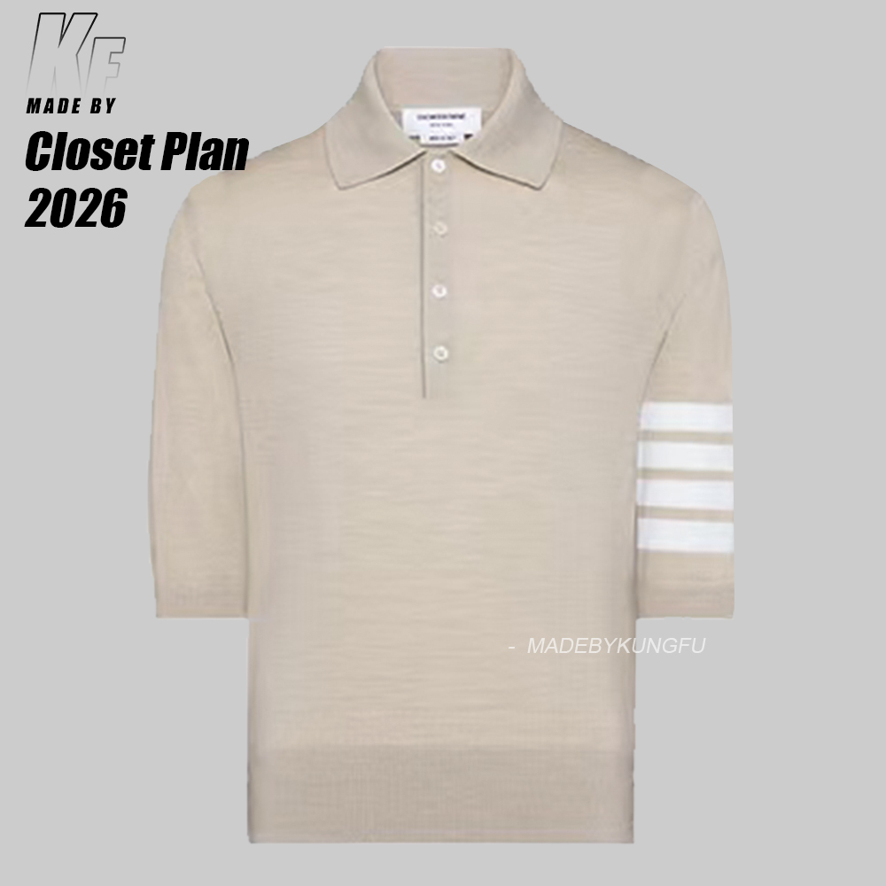 TB mulberry silk wool blended knitted polo