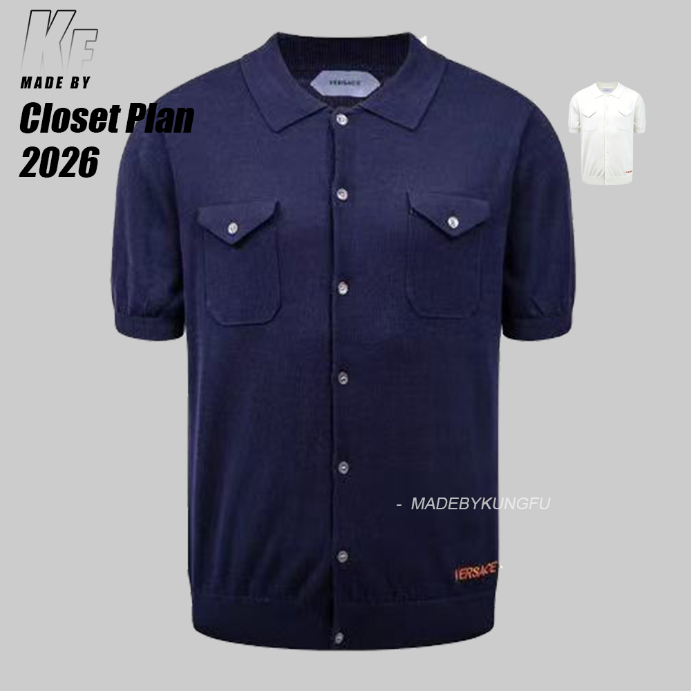 VERSACE knit Button UP Polo
