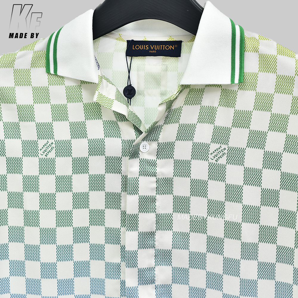 1V 格子渐变衬衫