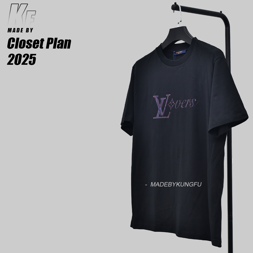 1V渐变字母短袖 黑色