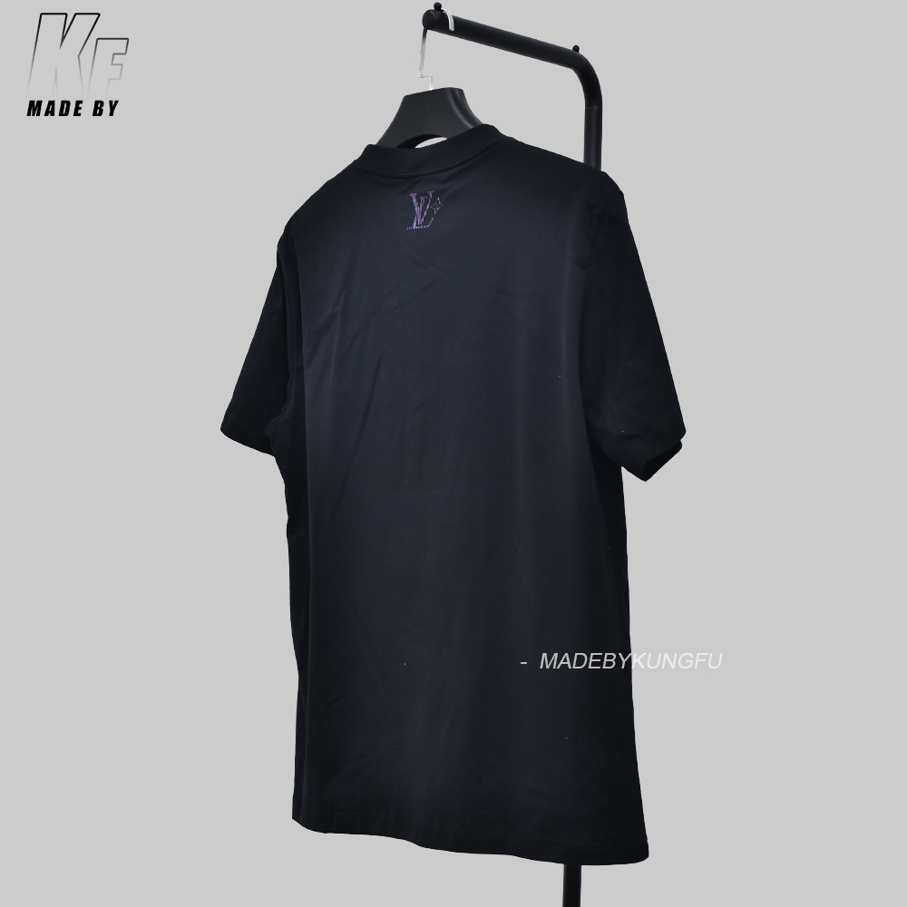 1V渐变字母短袖 黑色