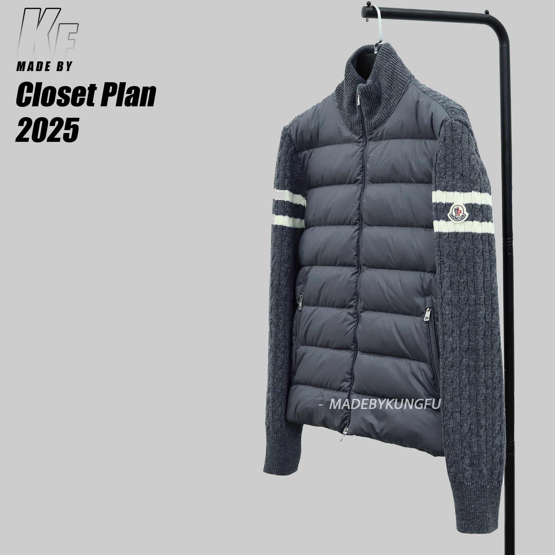 Mon Padded Corduroy Cardigan grey【150G goose down】