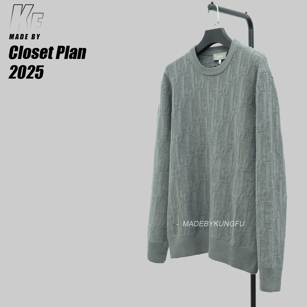 Dior老花暗纹毛衣 灰色