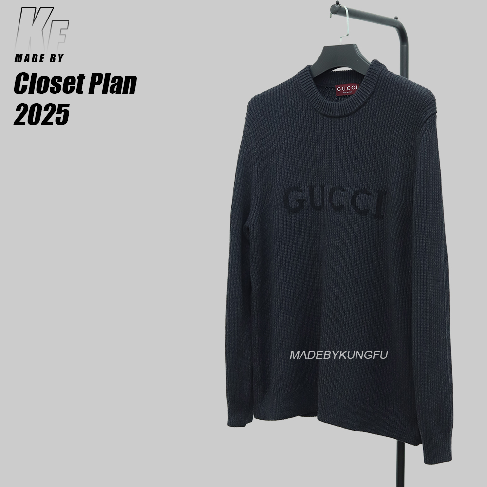 Gucci嵌花字母毛衣 灰色