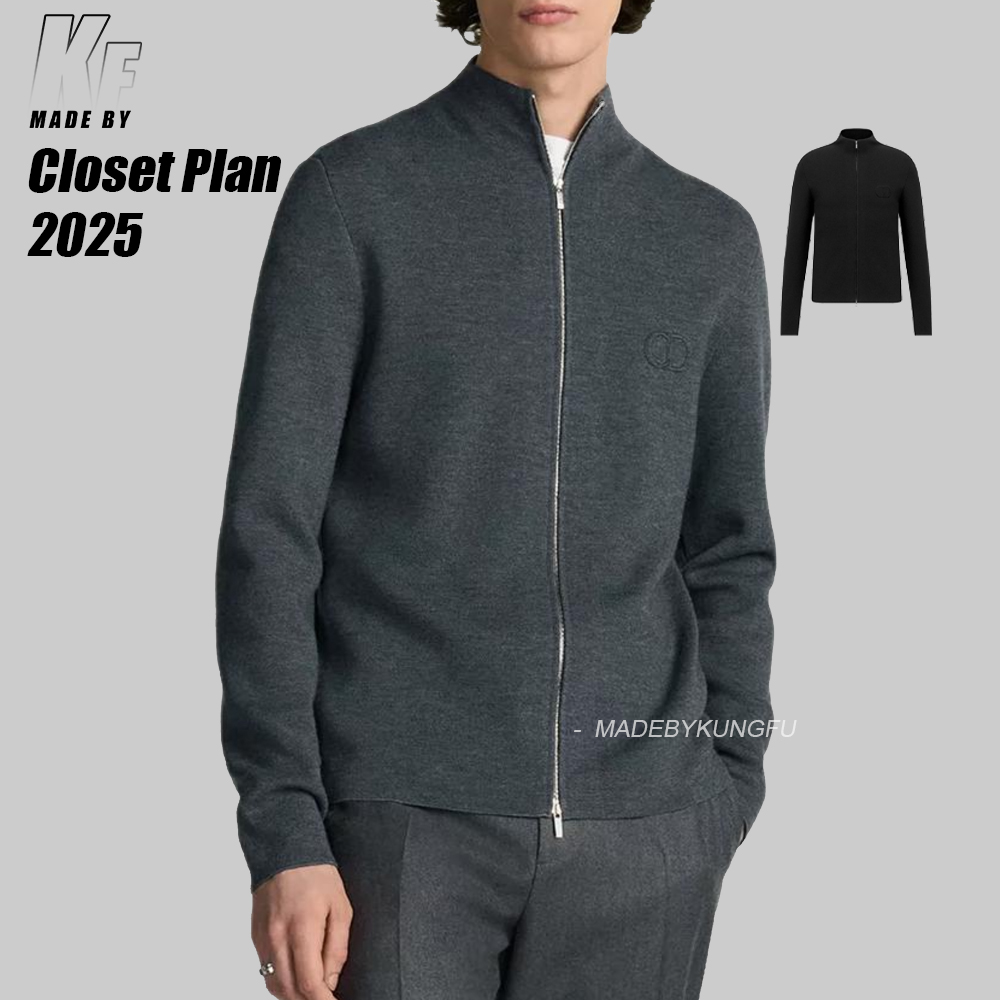 Dior立领拉链毛衣 灰色