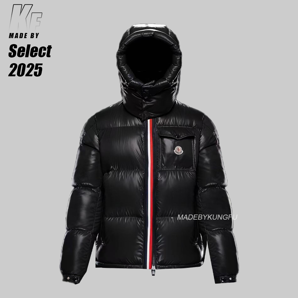 蒙口羽绒服_三色织带_黑色