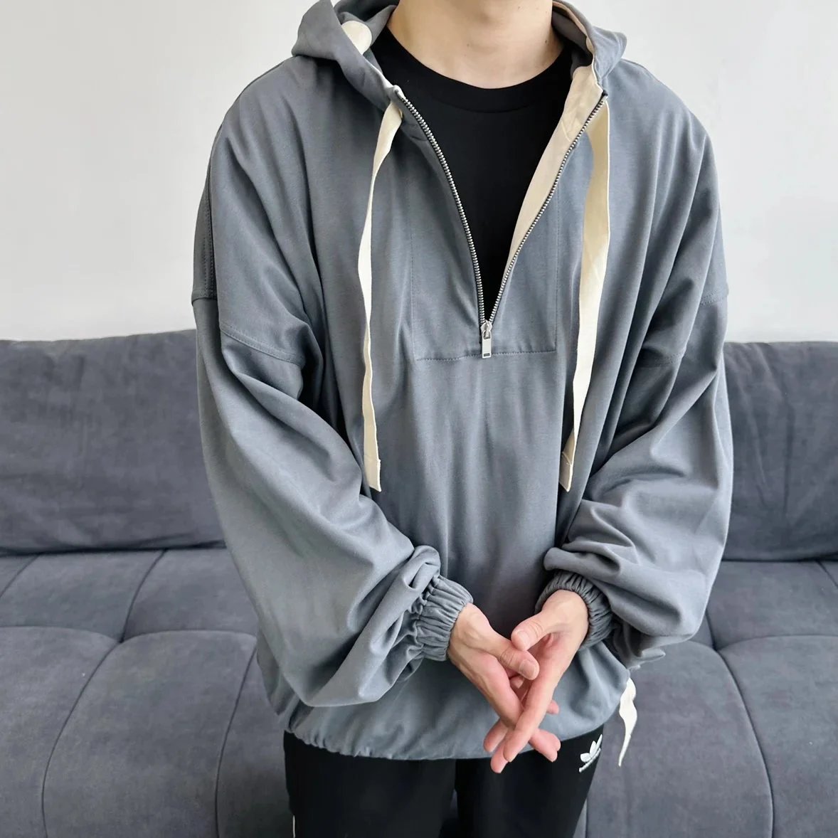 Item ID 8028 Jil-S@nder- gilsanda -2024ss- Half-zip web hoodie -Oversize Version