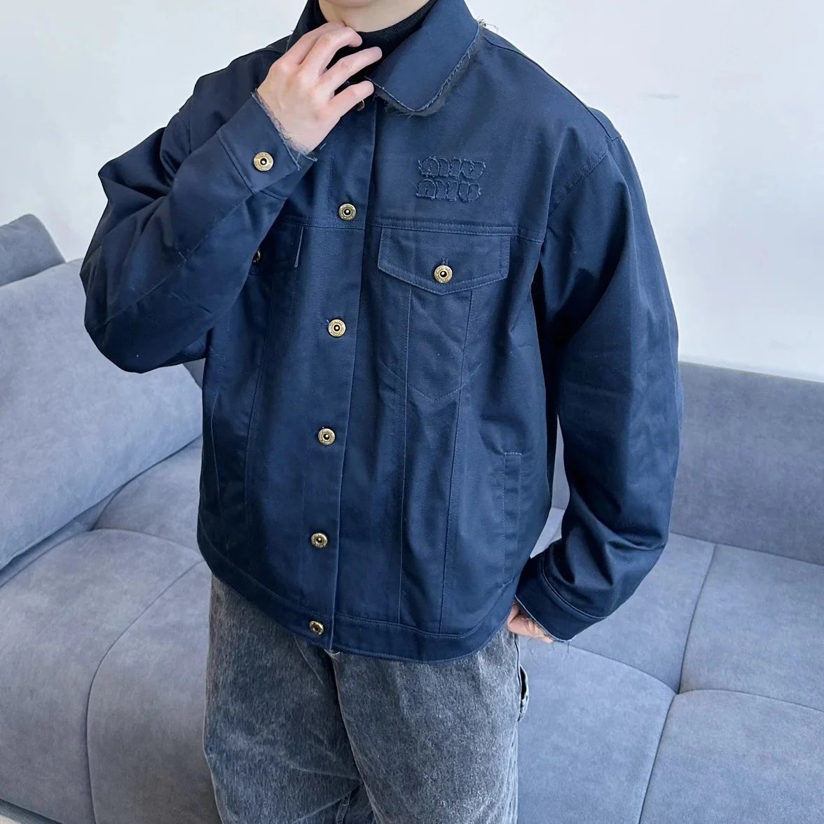 Item ID 8046 MiuM1u-Miu-2024-ss-workwear pocket design - retro style lapel breasted