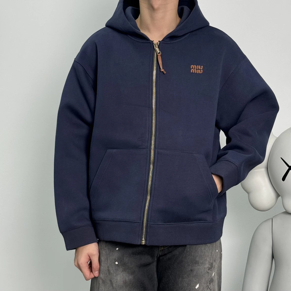 Item ID 8044 Miu Miu SS24- Custom hardware - letter Logo Printed zip hooded long-sl