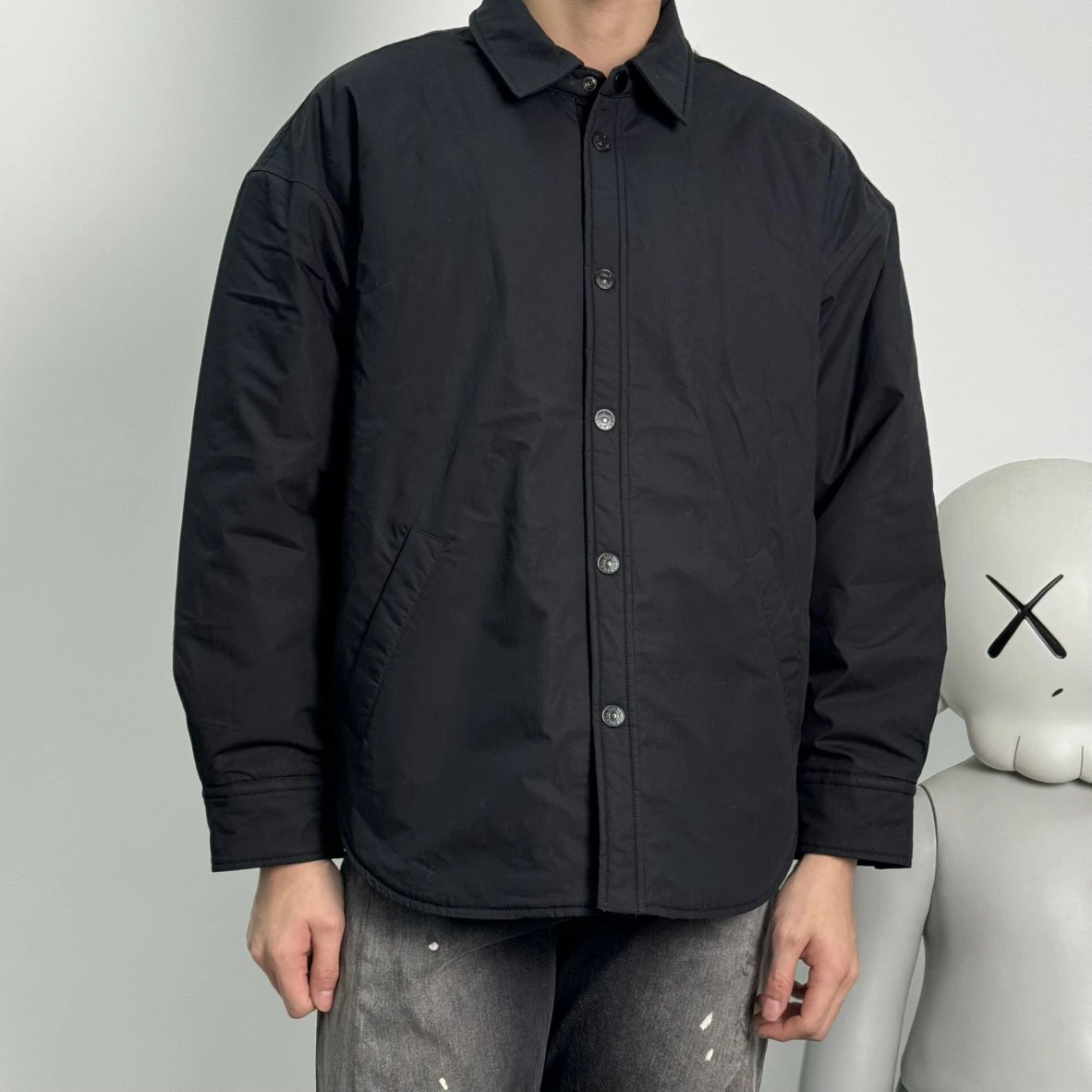 Item ID 8006 Acne Studios FW25 _Sparkling Silk Satin_ Embroidered Logo Collar Loose