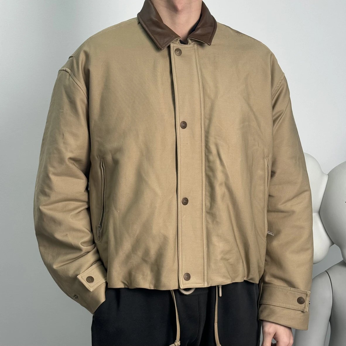 Item ID 8008 Acne-“ Leather collar ”SS25 Solid color pocket zipper snap button jack