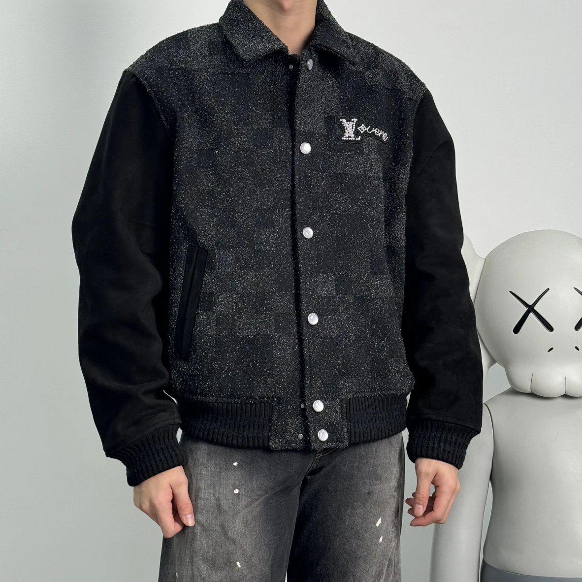 Item ID 8027 Haute Couture SS25 Baseball Jacket _Handmade Beaded_ _Imported Goat su