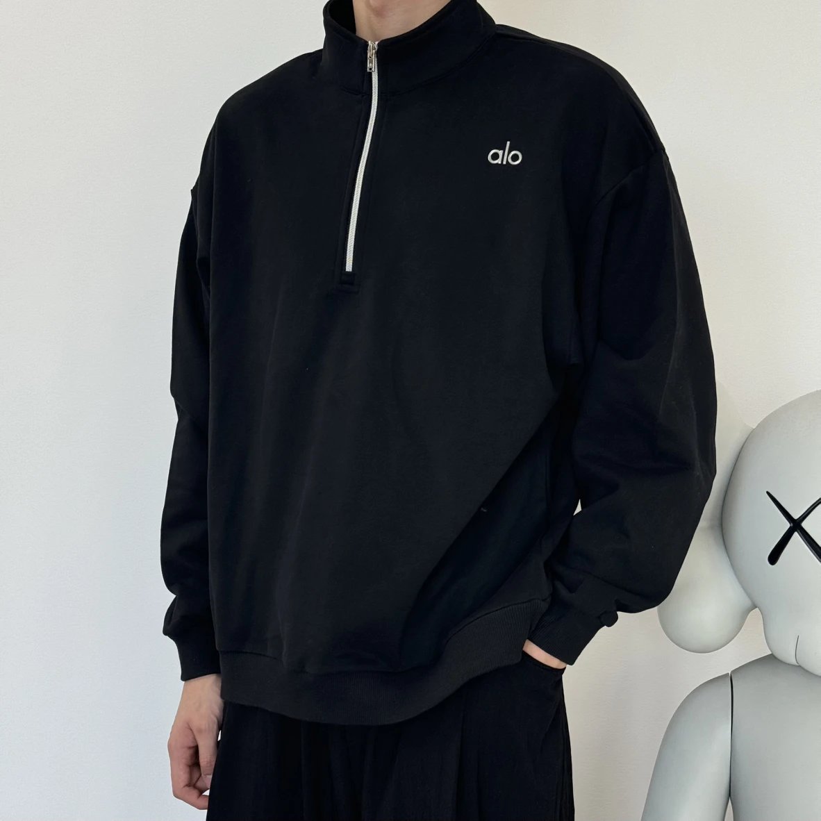 Item ID 8068 aloyoga-Accolade Stand collar solid color “65% cotton ➕35% polyester ”