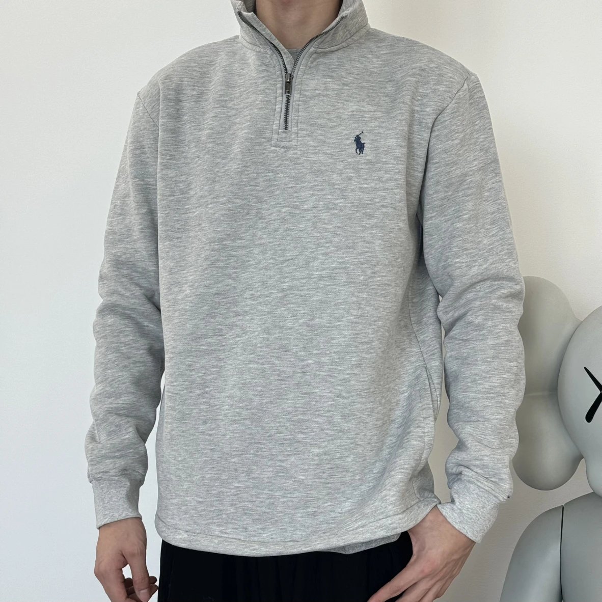 Item ID 8085 Love Pony logo embroidery “ Haute combed cotton ” men's half zip long