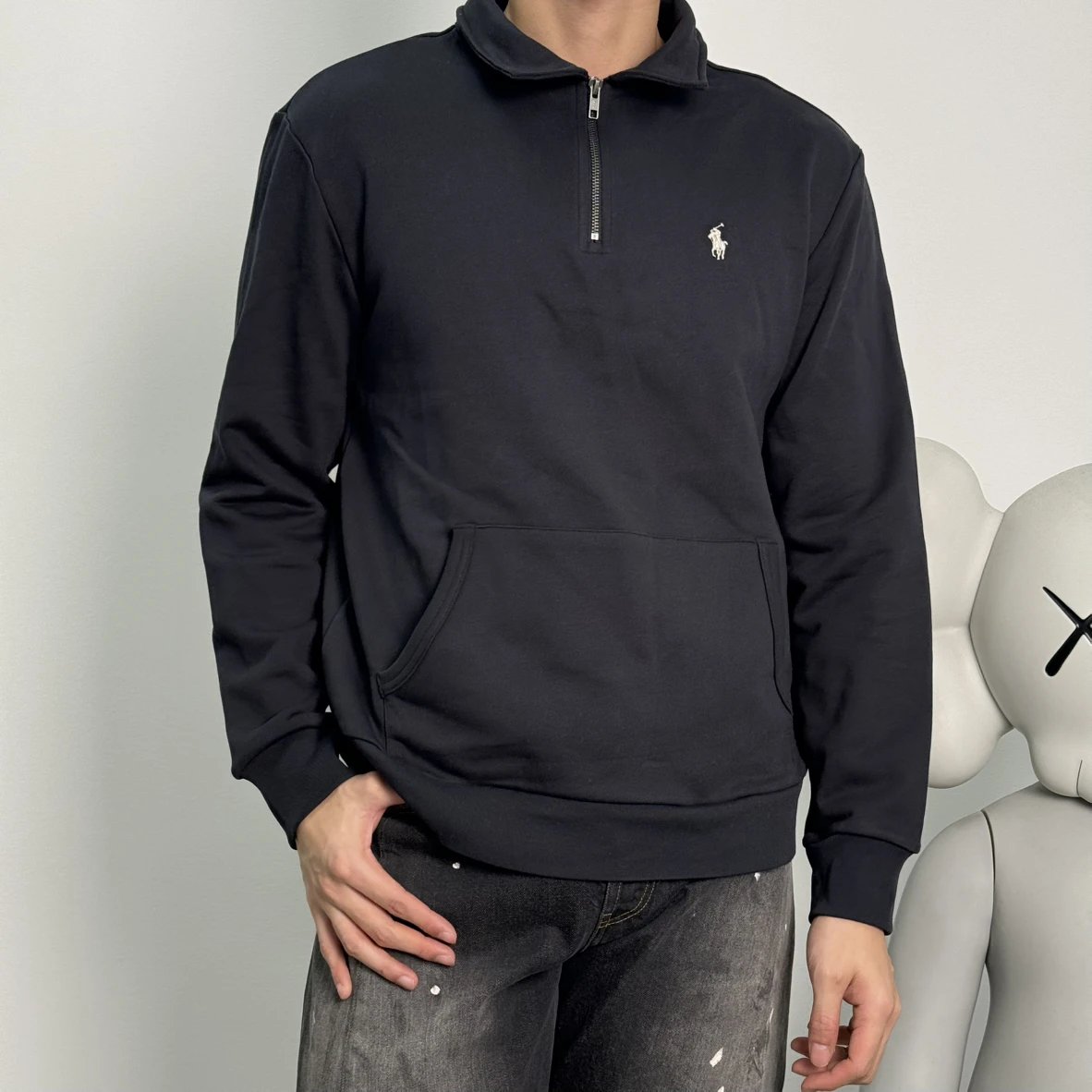 Item ID 8091 raff SS25 Solid color pullover embroidered peak collar long-sleeved sw