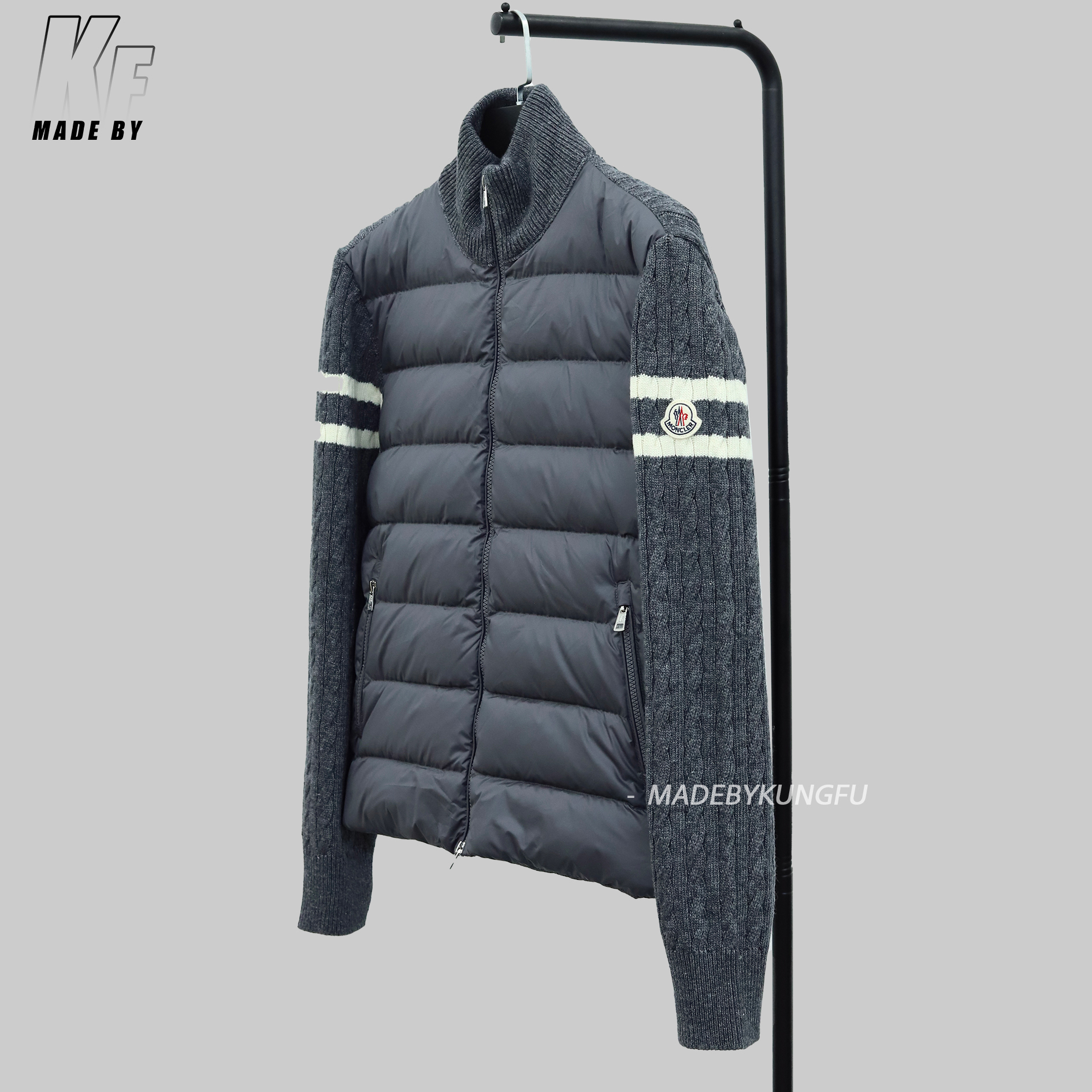 Mon Padded Corduroy Cardigan grey【150G goose down】