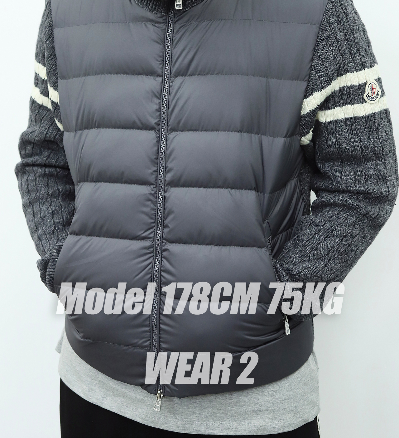 Mon Padded Corduroy Cardigan grey【150G goose down】