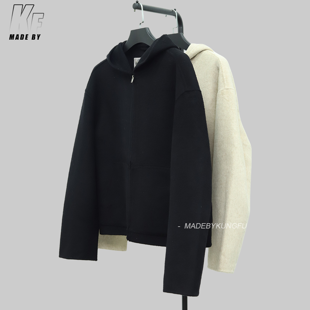 Acne连帽羊绒外套 杏色