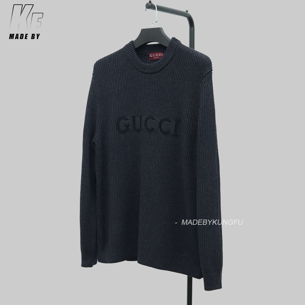 Gucci嵌花字母毛衣 灰色