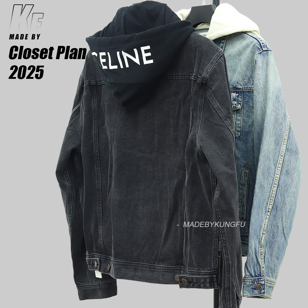 Celine拼接连帽牛仔外套