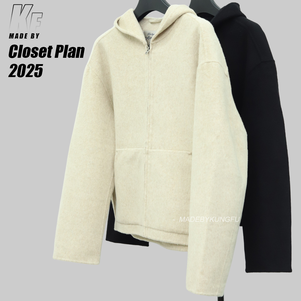 Acne连帽羊绒外套 杏色