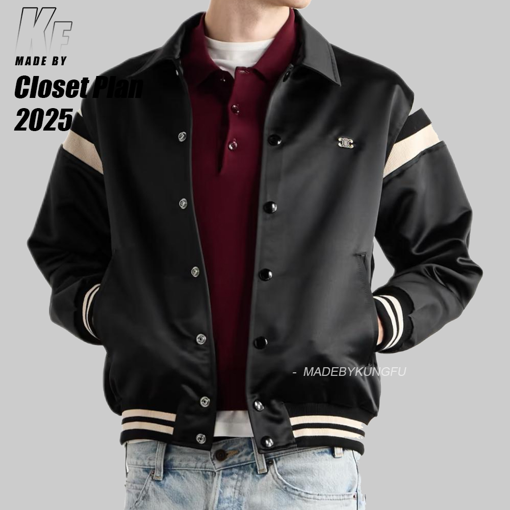 Celine 领子棒球扣子夹克 黑色