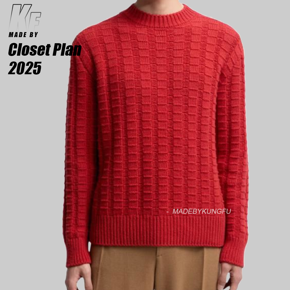 Moncler方块圆领毛衣 红色