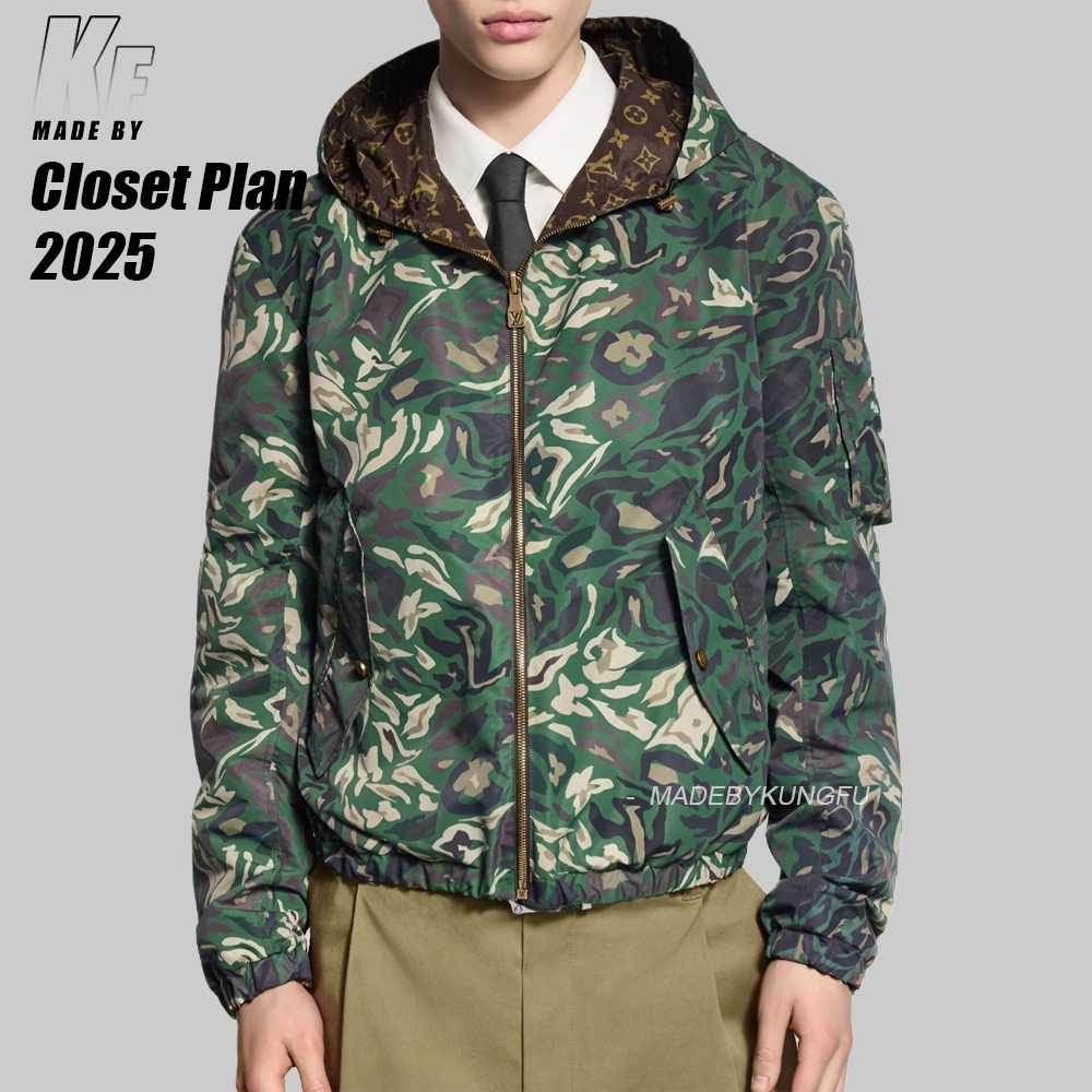 LV 迷彩两面穿小风衣 迷彩-金色