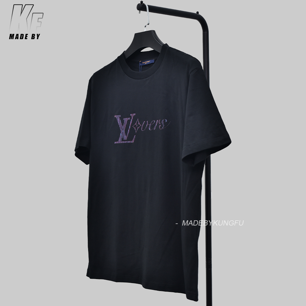 1V渐变字母短袖 黑色