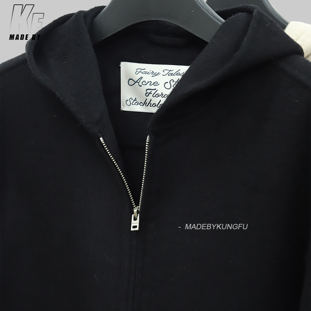 Acne连帽羊绒外套 杏色