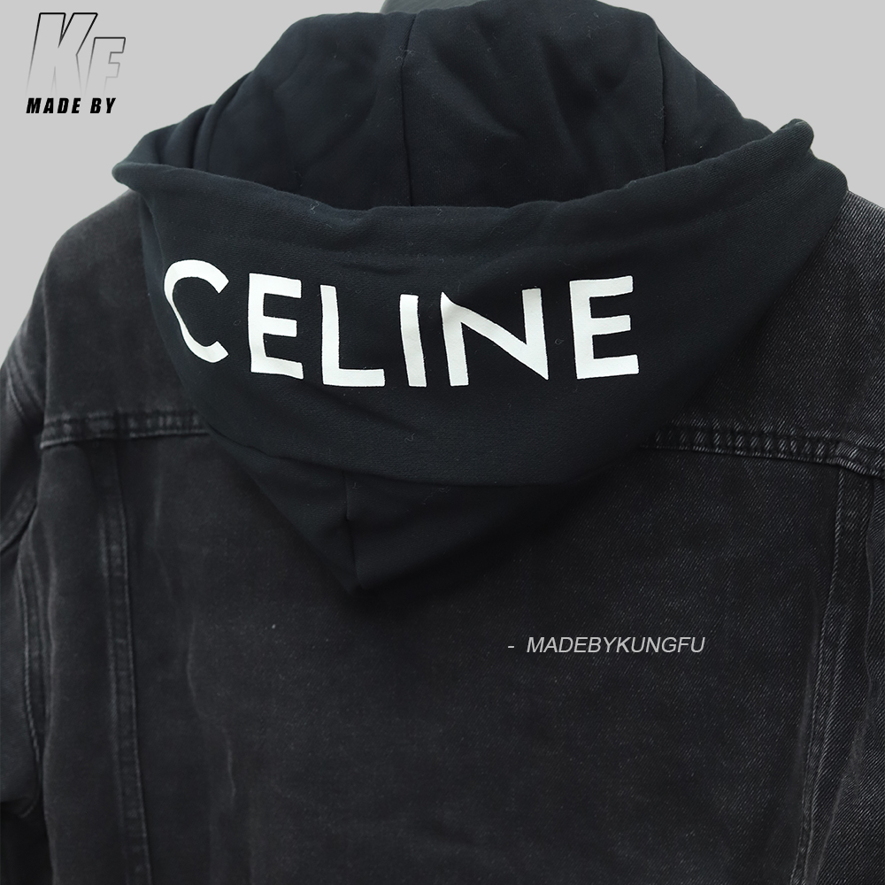 Celine拼接连帽牛仔外套