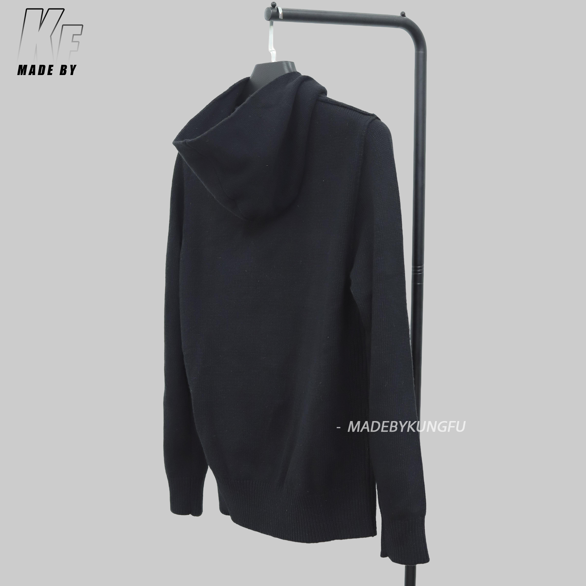 石头岛拉链开合毛衫 黑色