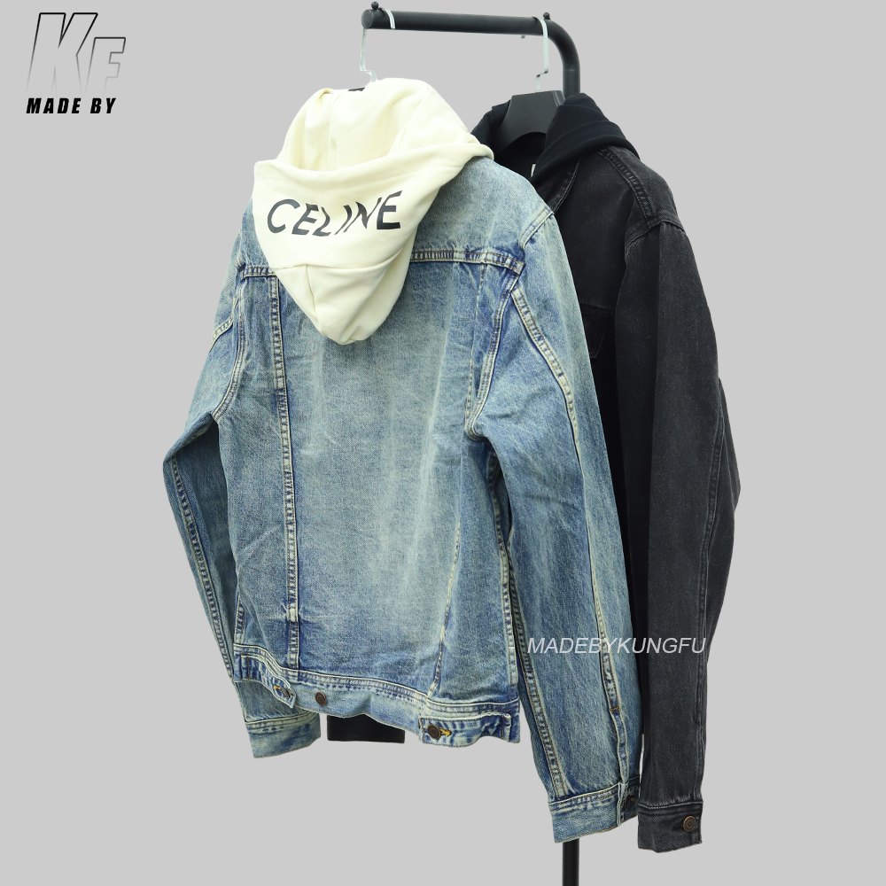 Celine拼接连帽牛仔外套