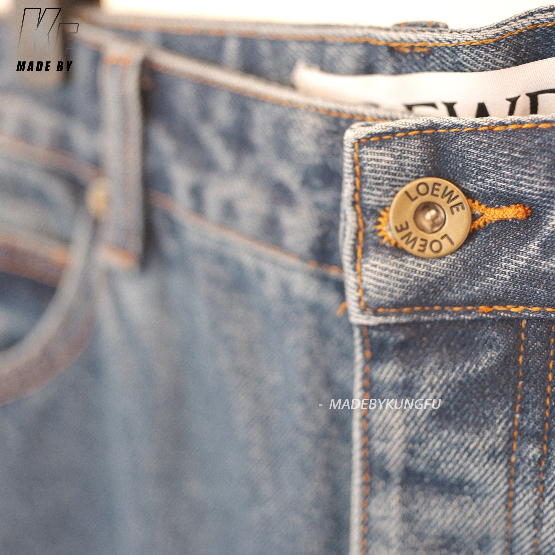 LOE laser engraved jeans