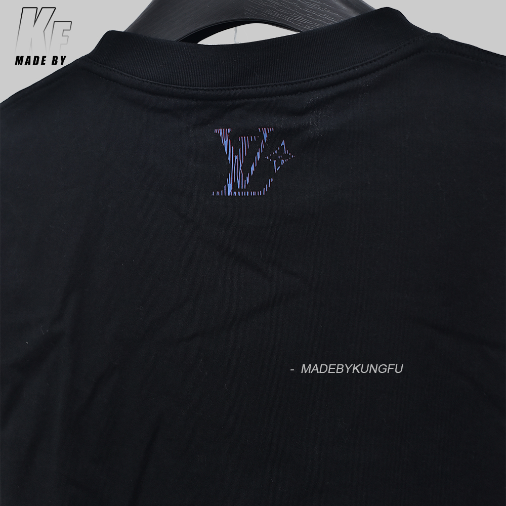 1V渐变字母短袖 黑色