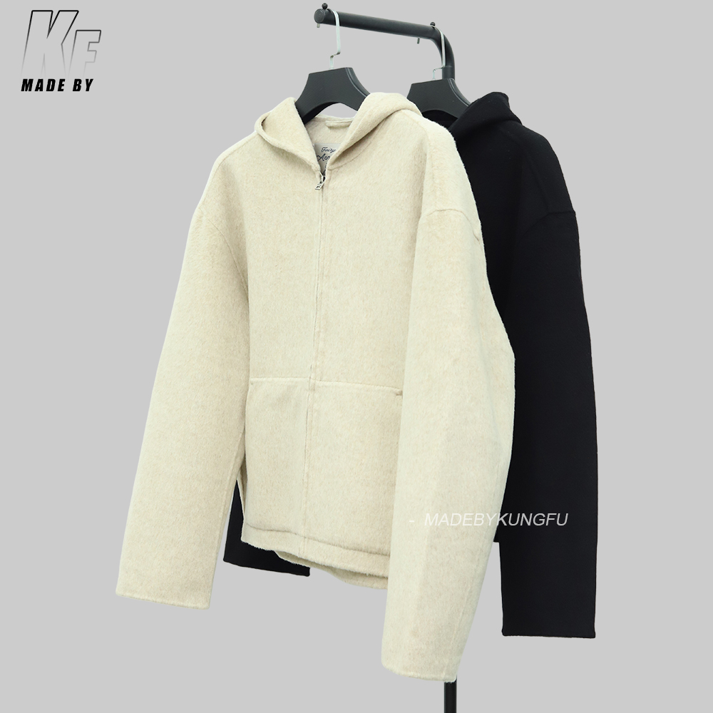 Acne连帽羊绒外套 杏色