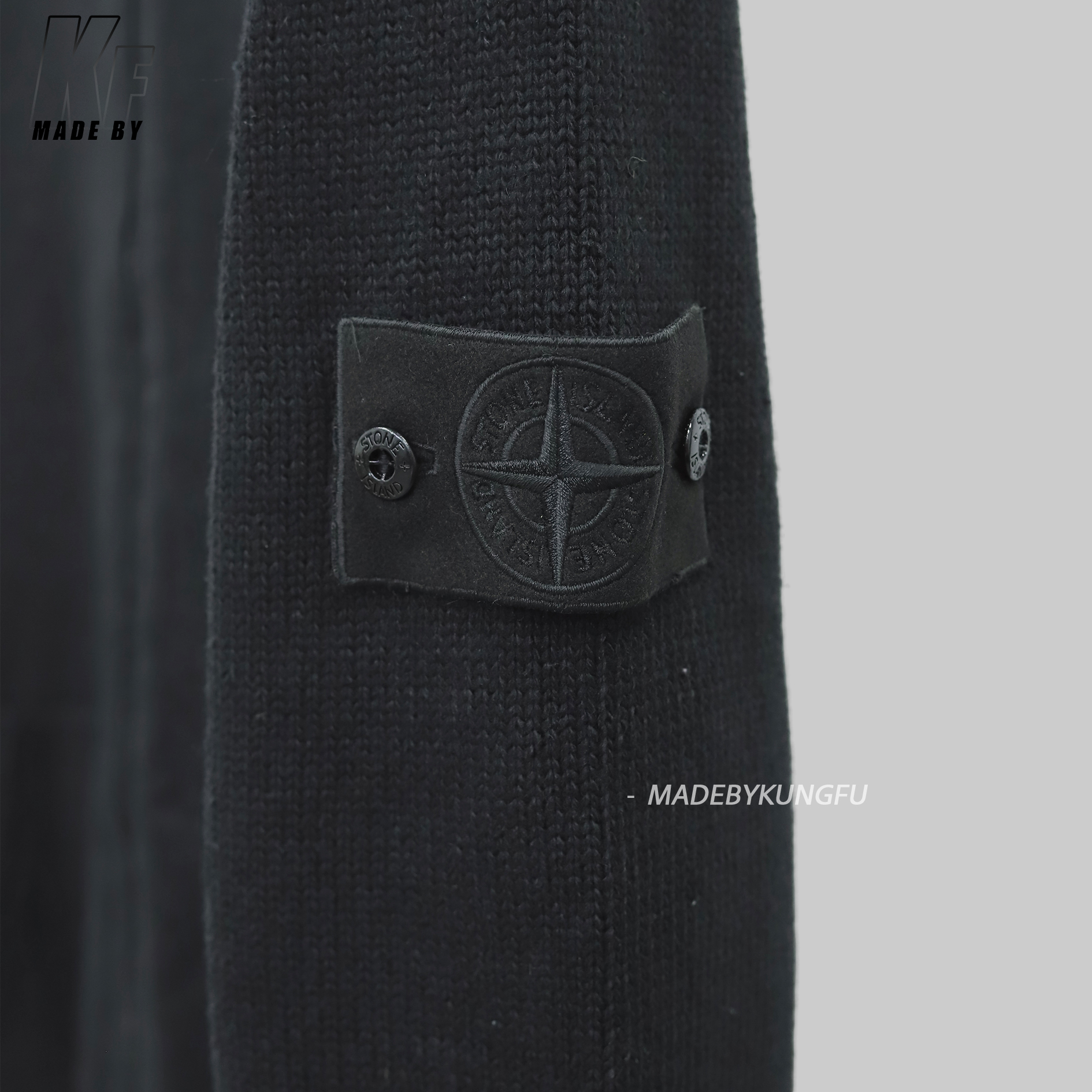 石头岛拉链开合毛衫 黑色