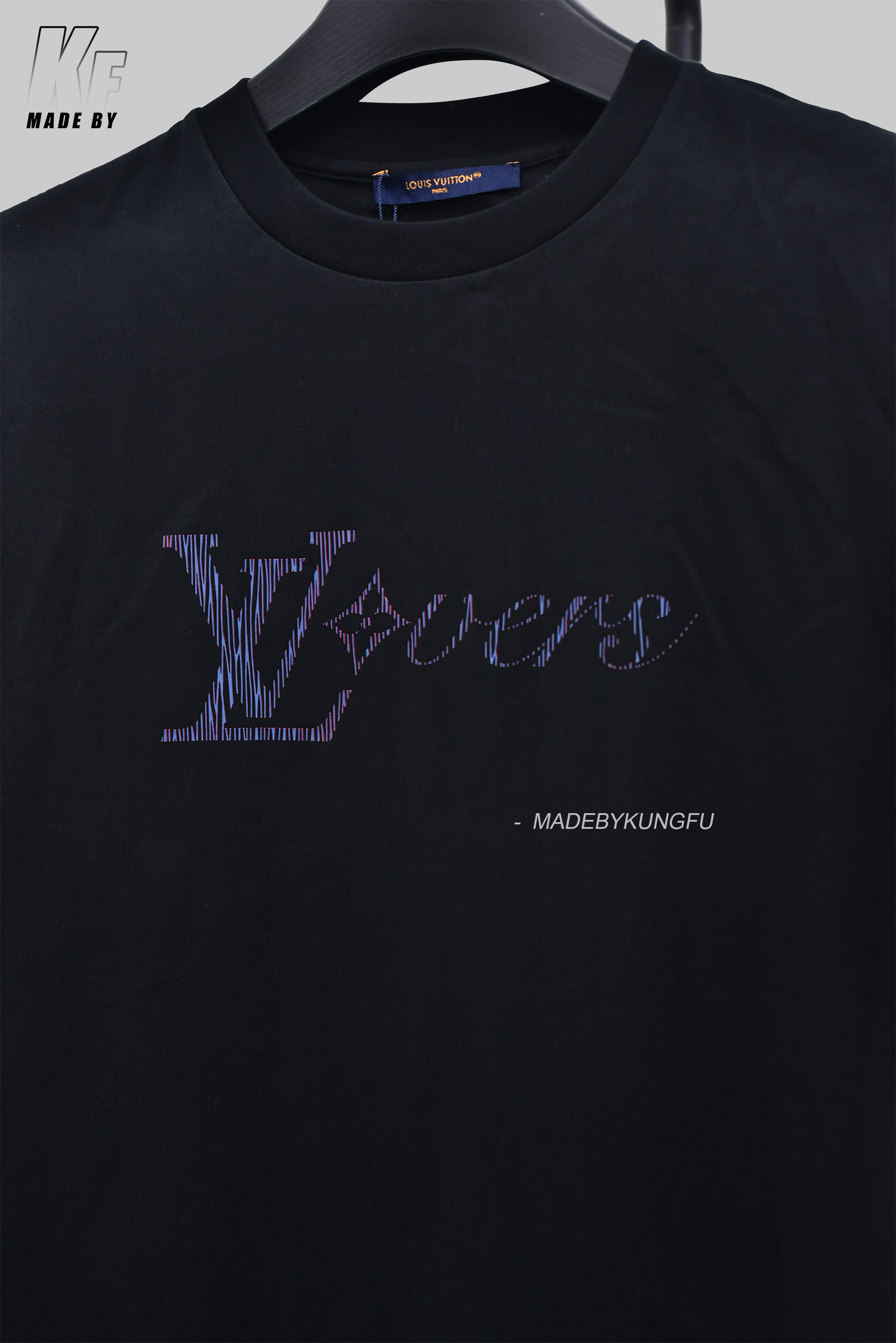 1V渐变字母短袖 黑色