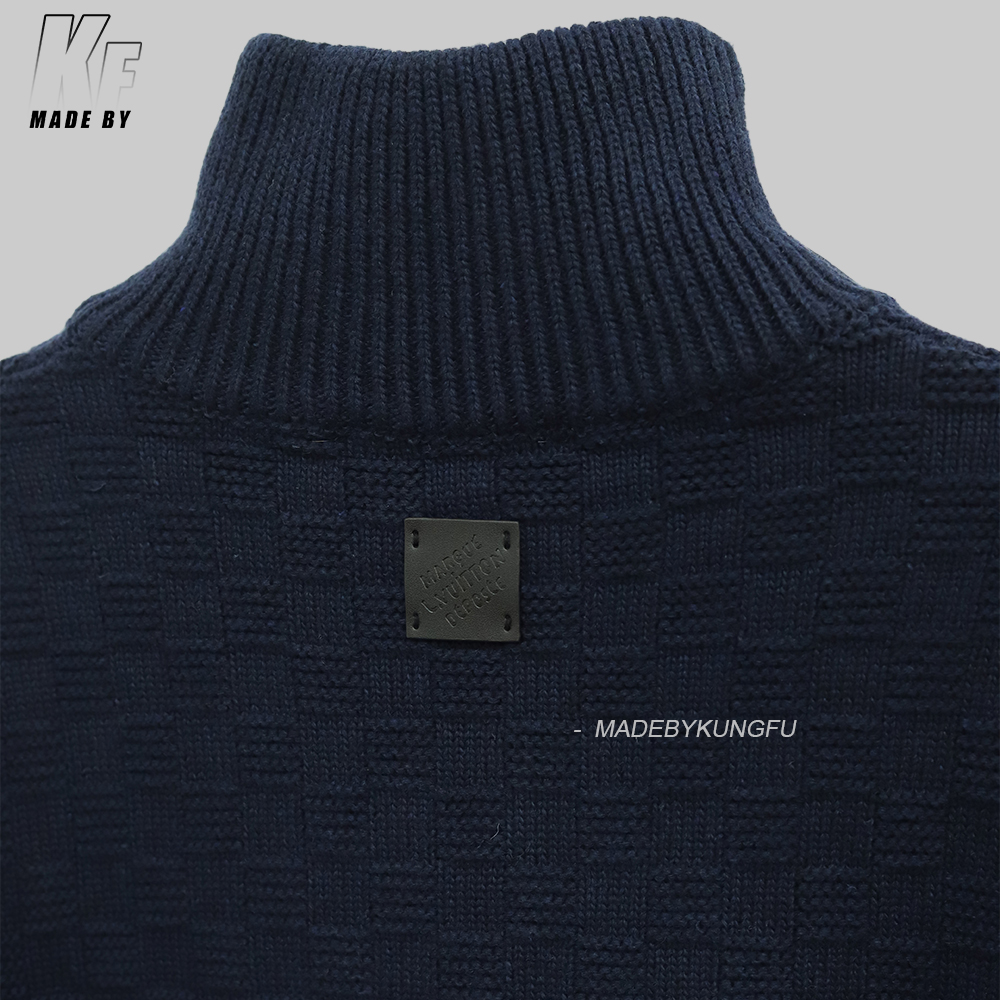 LV半拉链格子毛衣 藏青色