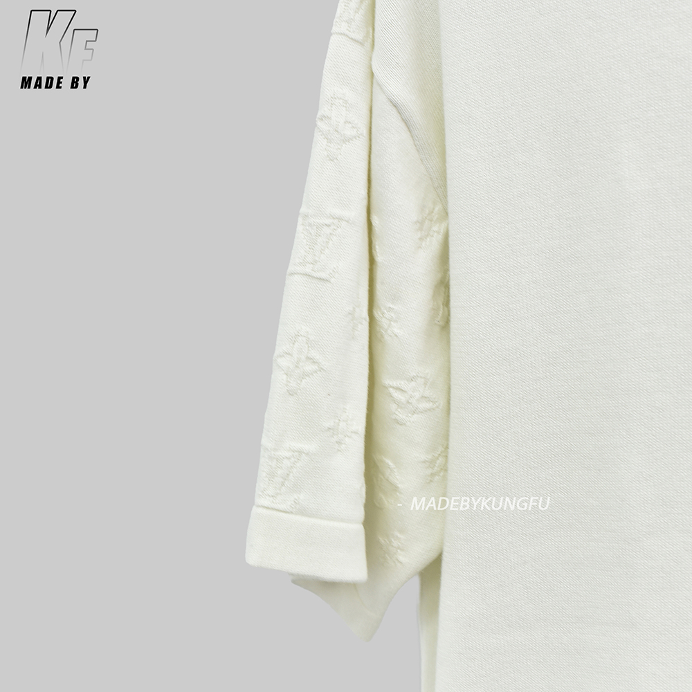 1V针织袖子印花短袖 米色藏青色