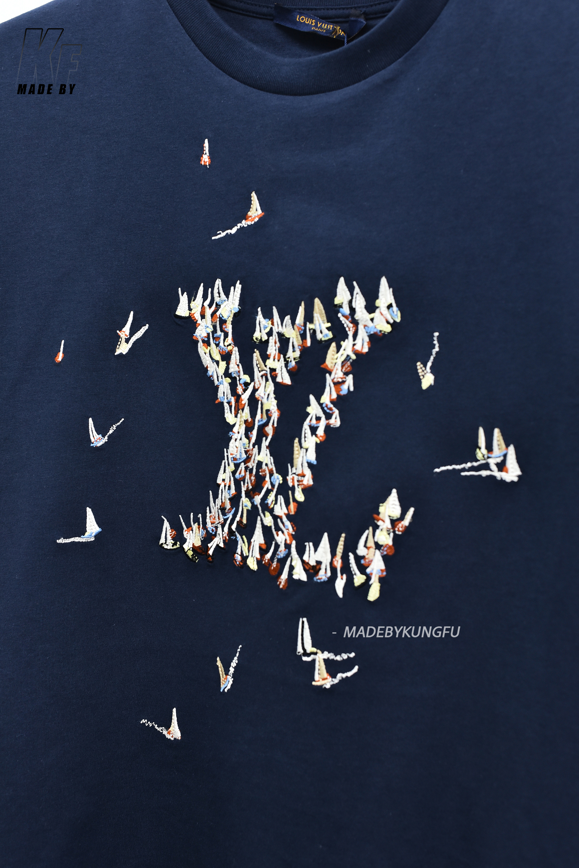 1V帆船logo短袖 藏青