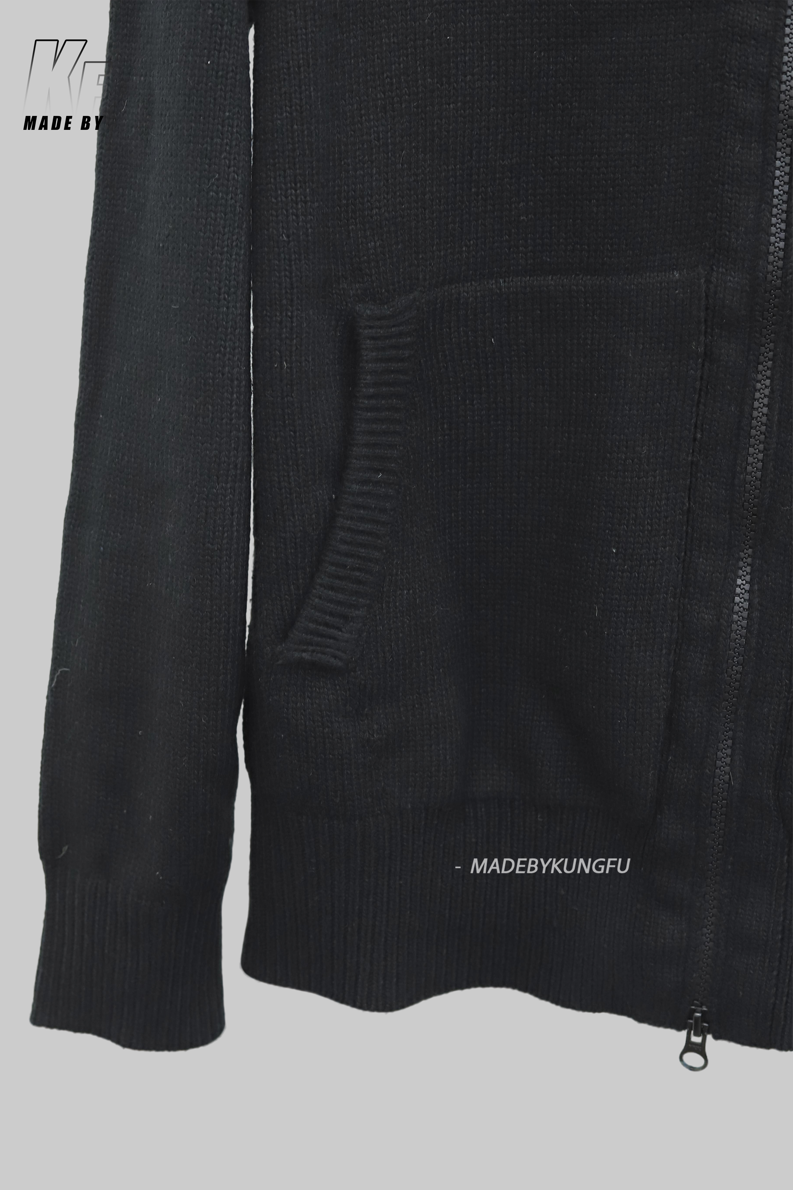 石头岛拉链开合毛衫 黑色