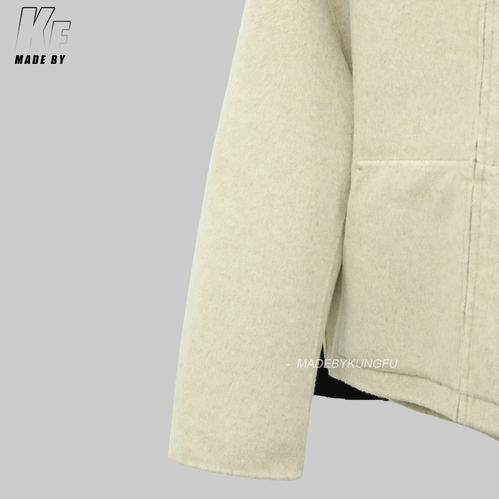 Acne连帽羊绒外套 杏色