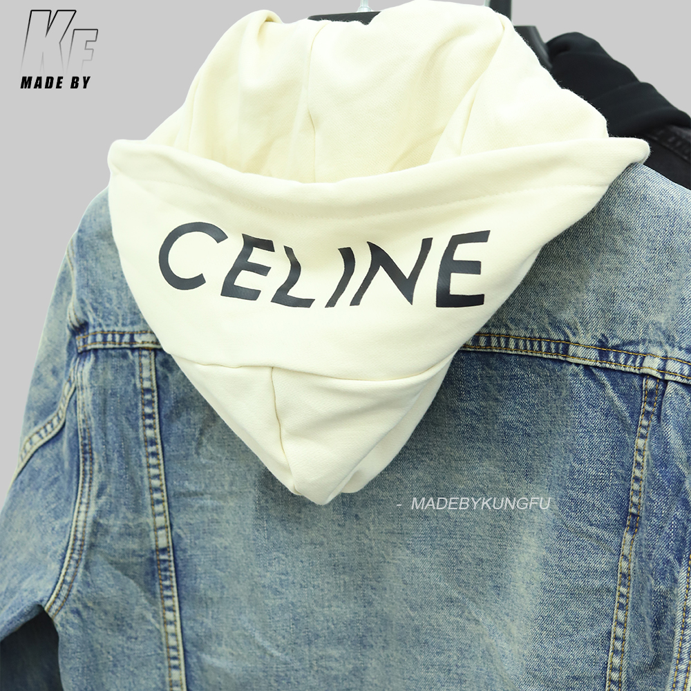 Celine拼接连帽牛仔外套