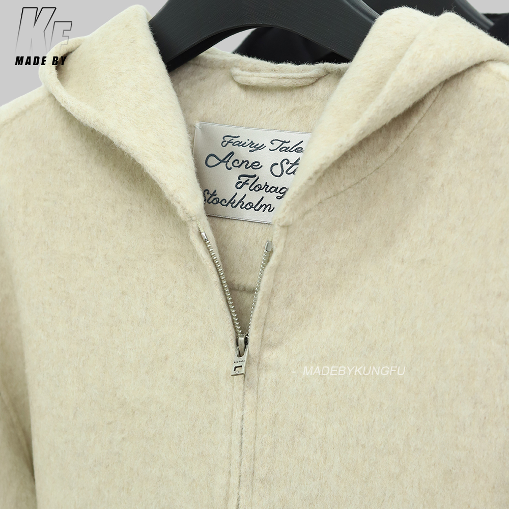 Acne连帽羊绒外套 杏色