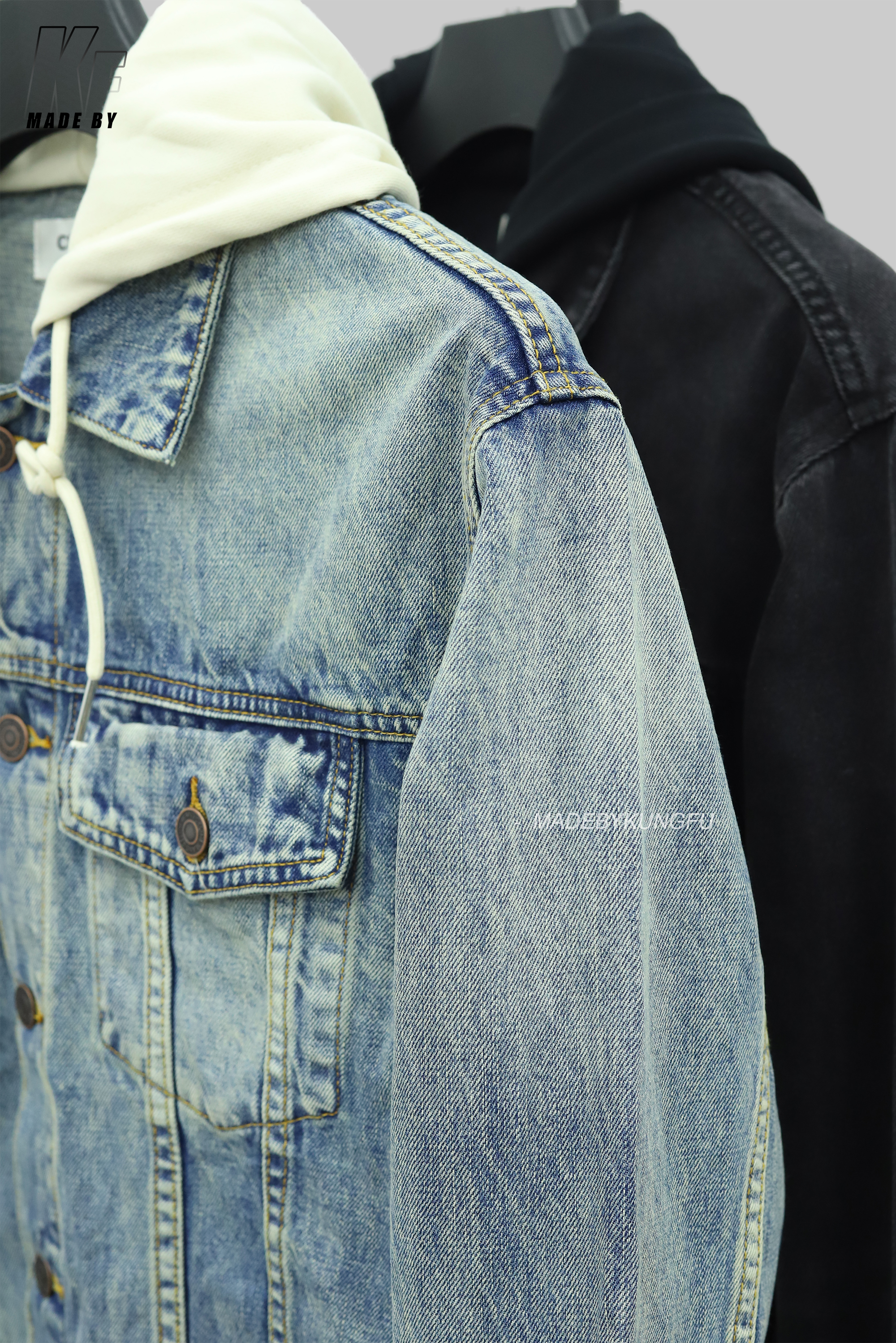 Celine拼接连帽牛仔外套