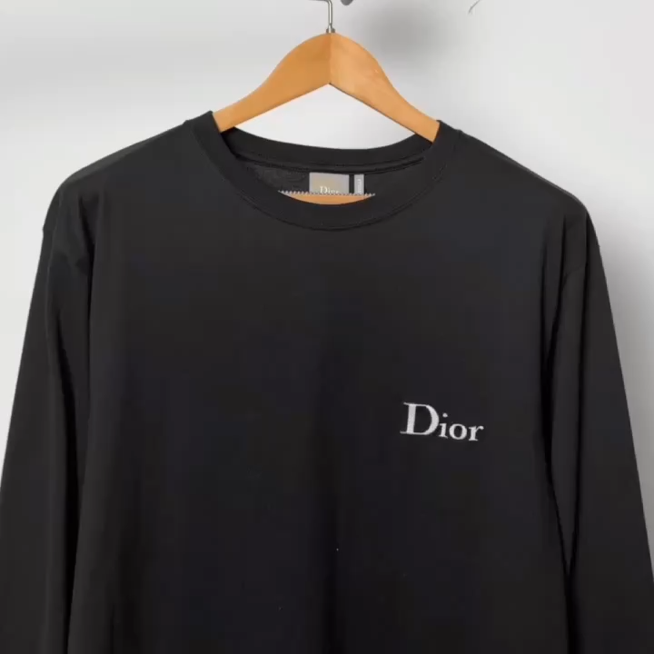 Item ID 9115 CD single-layer 60 count double strand plain weave thin cotton ribbed round neck long sleeved T-shirt